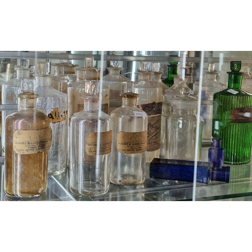 12 - Collection of mainly 19th century apothecary glass bottles/jars and stoppers, to include: Poison, Ac... 