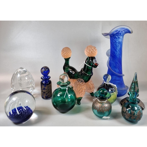 14 - Collection of glass to particularly include: Murano 1960s Poodle, blue Jack in the pulpit type vase,... 