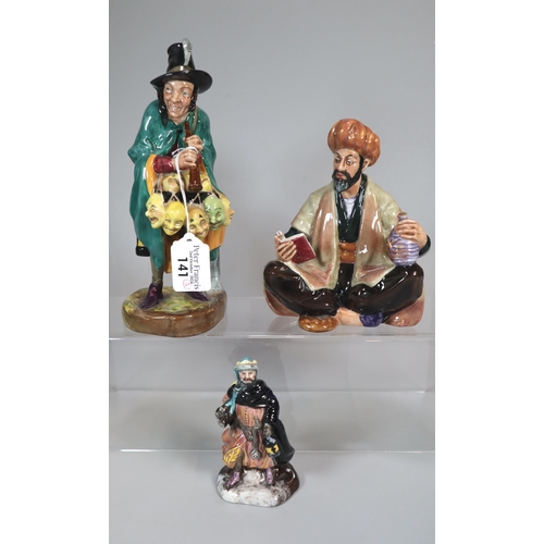 141 - Three Royal Doulton bone china figurines to include: 'Good King Wenceslas', 'The Mask Seller' and 'O... 