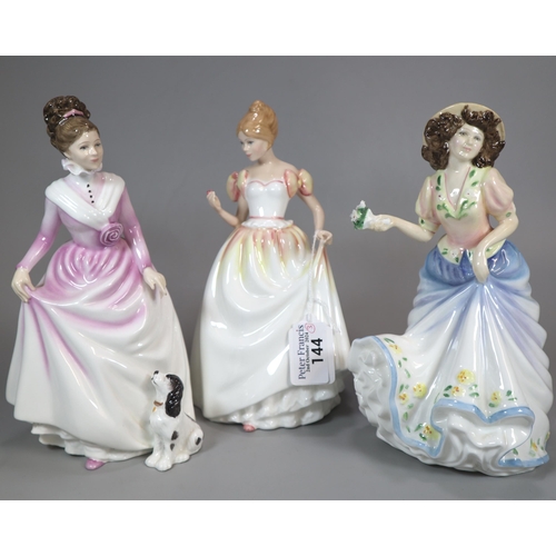 144 - Three Royal Doulton bone china figurines, all in original boxes, to include: 'Good Companion', 'Gift... 