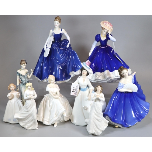 146 - Four Royal Doulton bone china figurines to include: 'Elaine', Figure of the Year 'Mary' 1992, 'Marga... 