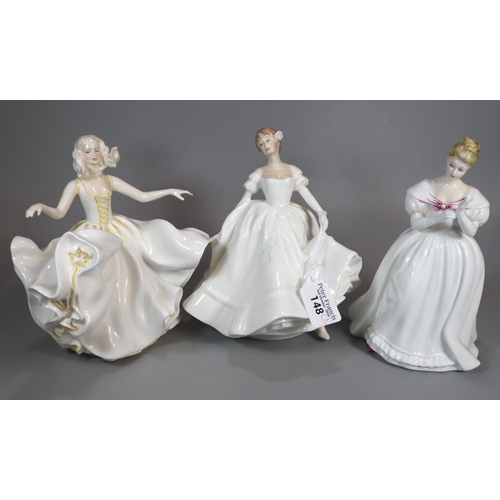 148 - Three Royal Doulton bone china figurines to include: 'Sweet Seventeen', 'Nancy' and 'Denise'. (3)  (... 