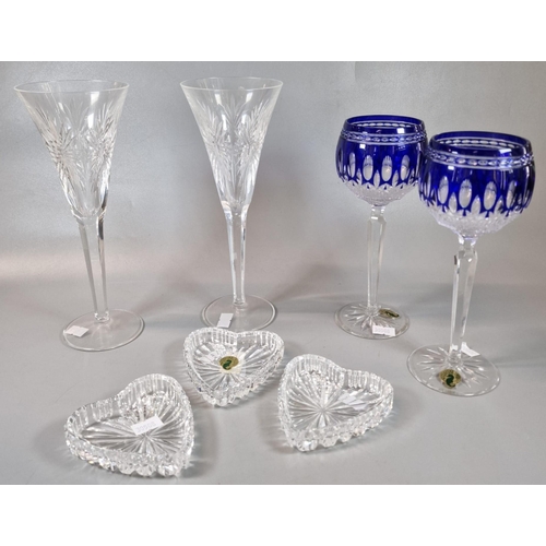 15 - Collection of Waterford Crystal glass items to include: pair of champagne flutes, pair of blue flash... 