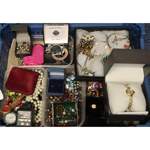 170 - Collection of vintage and other jewellery to include: Rotary watch, necklaces rings, pendants, bangl... 