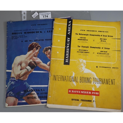 174 - Two vintage Boxing programmes, Harringay Arena, Monday 8th November and  Monday 6th December 1948, f... 