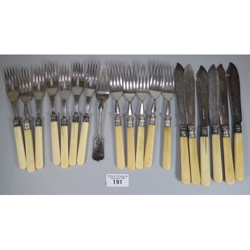 191 - Collection of silver plated fish knives and forks. (B.P. 21% + VAT)