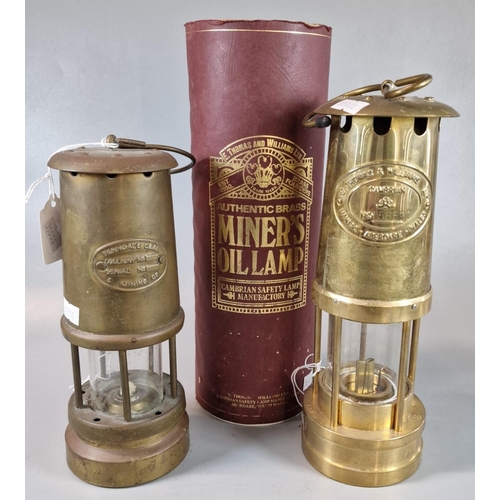 20 - Reproduction E Thomas & Williams Ltd miner's lamp in original tubular box, together with another bra... 