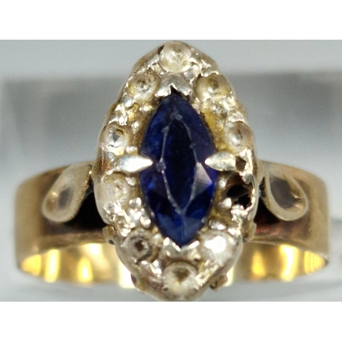 214 - 9ct gold oval stone dress ring.  3.5g approx.  Size K.   (B.P. 21% + VAT)