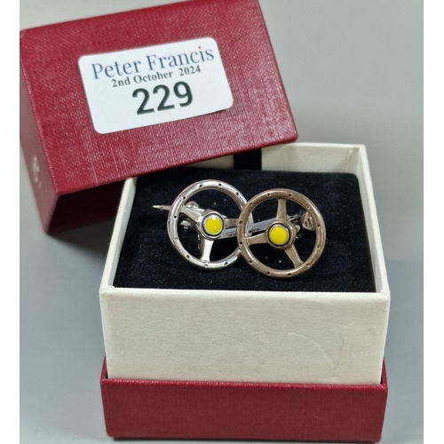 229 - Pair of Volante silver Wheel cufflinks in GTO London box. (B.P. 21% + VAT)