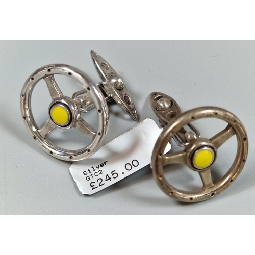 229 - Pair of Volante silver Wheel cufflinks in GTO London box. (B.P. 21% + VAT)