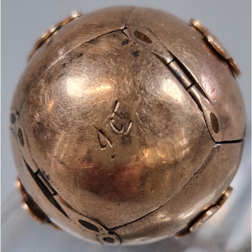 231 - 9ct gold and silver Masonic Orb/puzzle ball charm marked 9ct. 11.8g approx. (B.P. 21% + VAT)