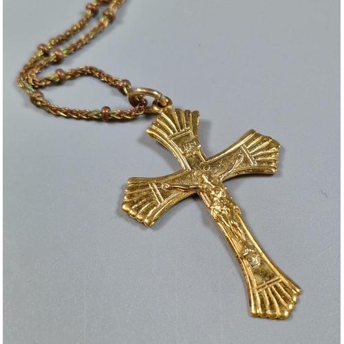 234 - Sterling silver gilded crucifix pendant on chain (not silver). (B.P. 21% + VAT)