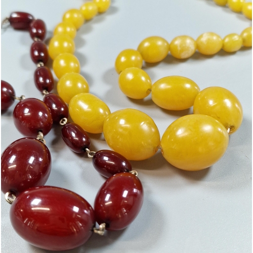 235 - Two graduated cherry and yellow beaded necklaces. (B.P. 21% + VAT)