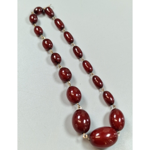 235 - Two graduated cherry and yellow beaded necklaces. (B.P. 21% + VAT)