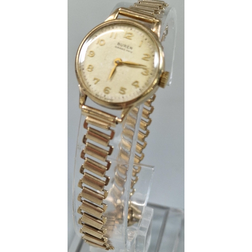 251 - 9ct gold Buren Grand Prix Swiss made ladies' bracelet watch. Total weight 18.2g approx.  (B.P. 21% +... 