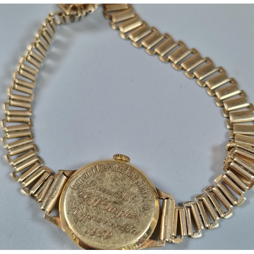 251 - 9ct gold Buren Grand Prix Swiss made ladies' bracelet watch. Total weight 18.2g approx.  (B.P. 21% +... 