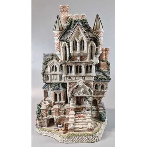 27 - Three large David Winter architectural models of 'Haunted House', 'Quindene Manor' and another on wo... 