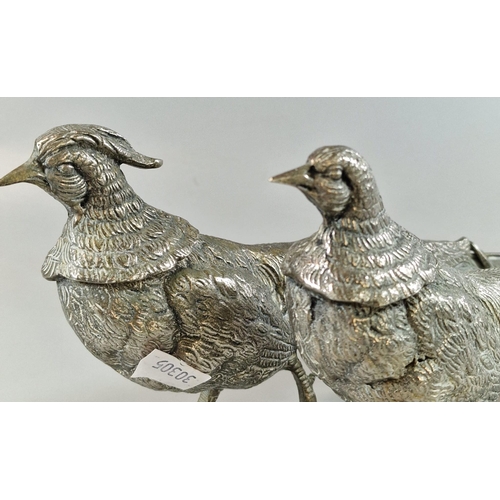 28 - Brace of silver plated pheasants with naturalistic features. (2)  (B.P. 21% + VAT)