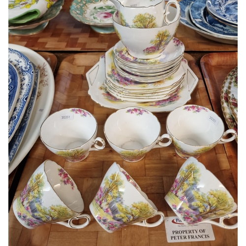 284 - Twenty one piece Shelley bone china part teaset in the 'England's Charm' pattern registration No 823... 