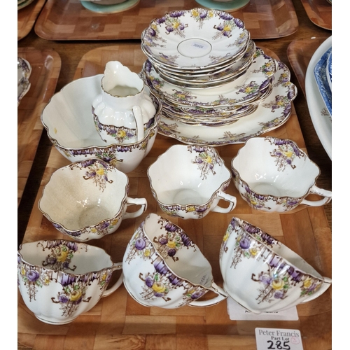 285 - Two trays of early 20th century Melba China tea ware together with a tray of mainly blue and white t... 