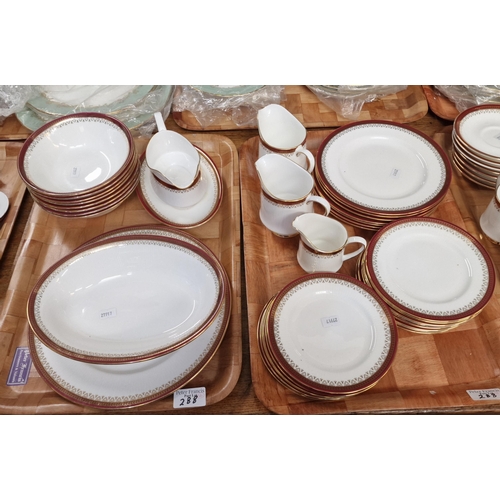 288 - Four trays of Royal Albert bone china 'Holyrood' tea and dinner ware items to include: tea and coffe... 