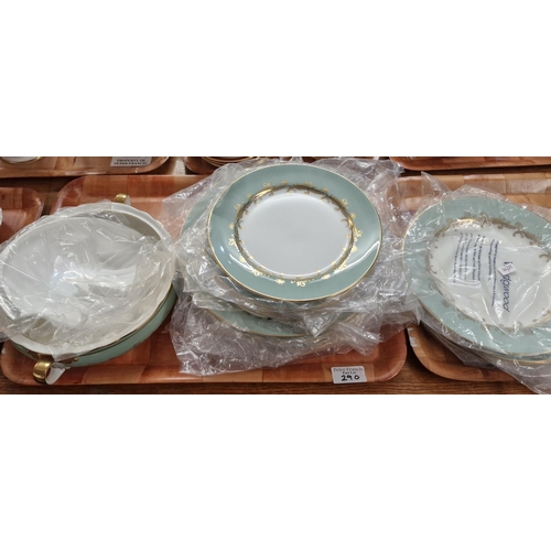 290 - Three trays of Aynsley bone china 'Sherwood' design dinner ware to include: tureen and cover, meat d... 