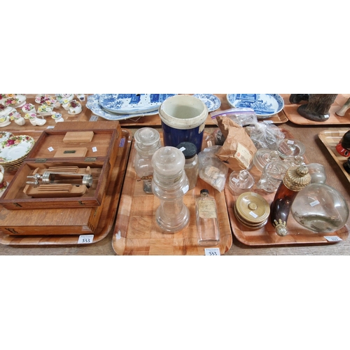 333 - Collection of 19th century and other apothecary/chemist items to include: powder jars, various weigh... 