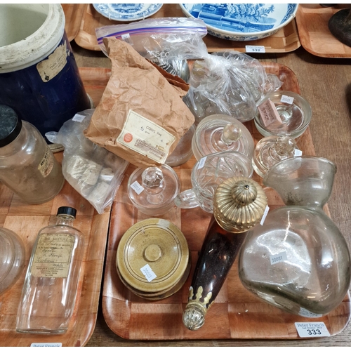 333 - Collection of 19th century and other apothecary/chemist items to include: powder jars, various weigh... 