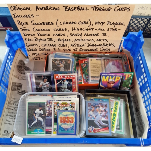 370 - Collection of original American Baseball trading cards to include: NV plyers, Jose Canseco, Rated Ro... 