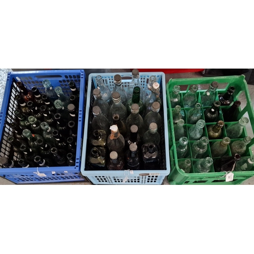 381 - Collection of vintage glass bottles to include: Eifion T Williams Llangennech, Smart & Co Cardiff, T... 