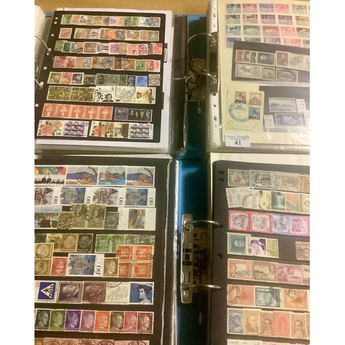 41 - All world collection of mostly used stamps in four lever arch files. 100s of stamps.  (B.P. 21% + VA... 