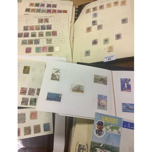 47 - All world collection of stamps in album, lever file, on pages and box of First Day Covers.  (B.P. 21... 