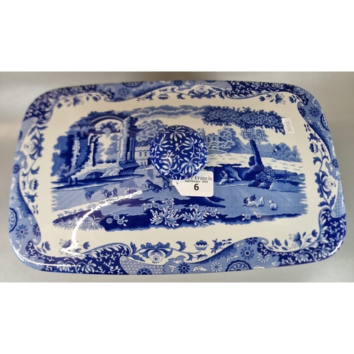 6 - Modern Spode The Original blue and white Italian bread bin and cover. Original box. 38cm long approx... 