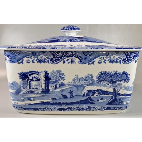 6 - Modern Spode The Original blue and white Italian bread bin and cover. Original box. 38cm long approx... 