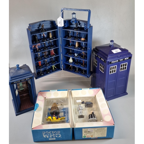 71 - Collection of Doctor Who Tardis with assorted miniature figurines from the series, in original case ... 