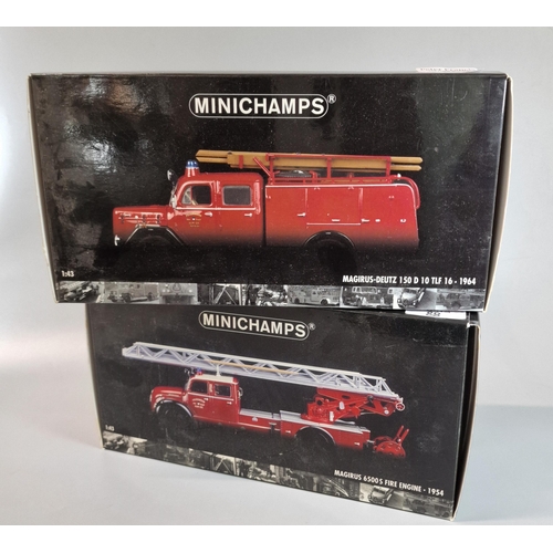 88 - Two Minichamps 1:43 scale model Fire Engines/vehicles to include Margirus-Deutz 150 1964 and Margiru... 