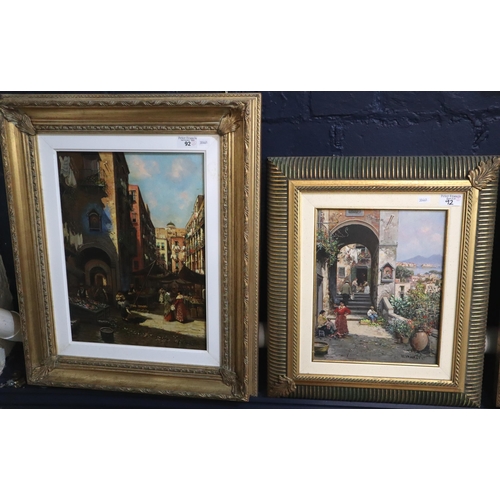 92 - F. Vassetti, Torrinoe S. Martino, Napoli. Oils on board. 23x31cm approx. Together with Ghillemi, Str... 