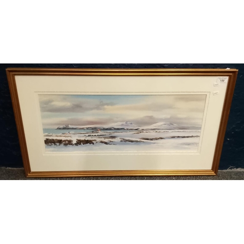 100 - John Rogers (Welsh 20th century), Pembrokeshire coastal landscape in the snow, signed and dated '95.... 