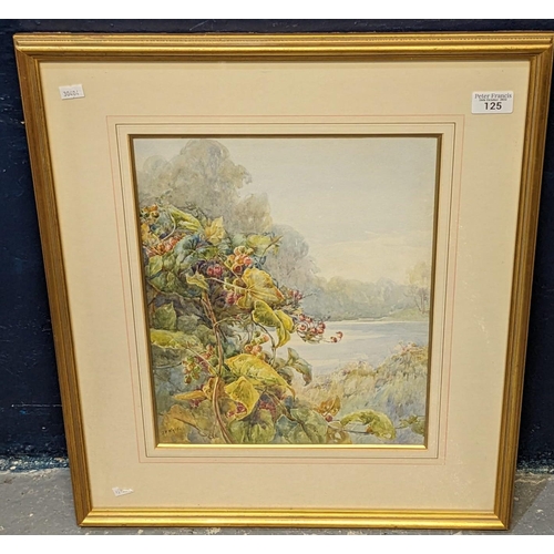 125 - John Porter Wale, British riverside study with botanical plants. Watercolours. 38 x 30cm approx. Fra... 