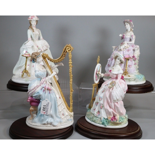 133 - Set of four Royal Worcester 'The Graceful Arts' limited edition bone china figurines to include: 'Mu... 