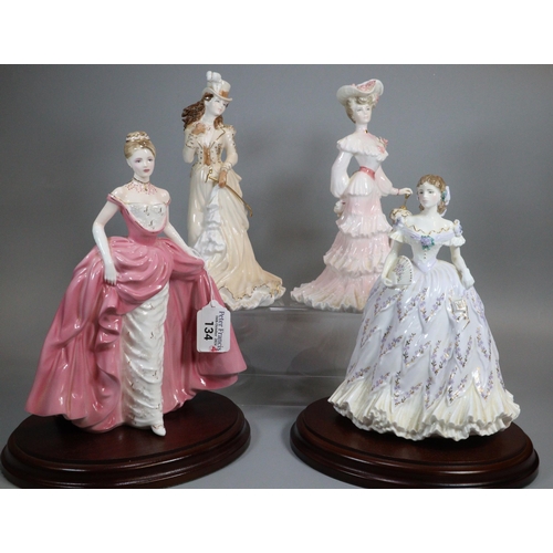 134 - Three Coalport bone china figurines to include: 'Helena Riding in Hyde Park', 'Lady Alice' and 'Mill... 