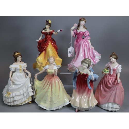 137 - A collection of Royal Doulton bone china figurines to include: 'Amy's Sister', 'Miss Kay', 'Deborah'... 