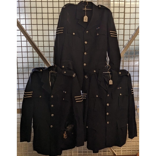 144 - Three vintage Pembrokeshire Policeman's jackets, one with label Grantham in England with silvered bu... 