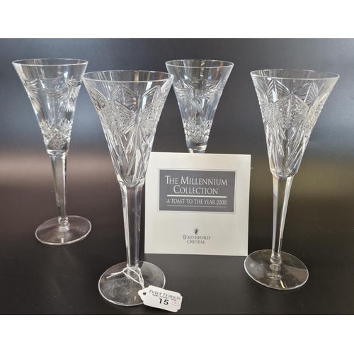 15 - A set of four Waterford crystal 'The Millennium Collection' toasting glasses for the year 2000. (4) ... 