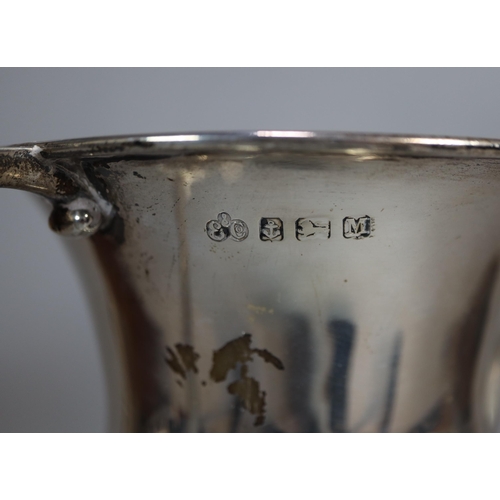 163 - George V silver two-handled presentation trophy cup on socle base, probably by Elkington & Co, Birmi... 