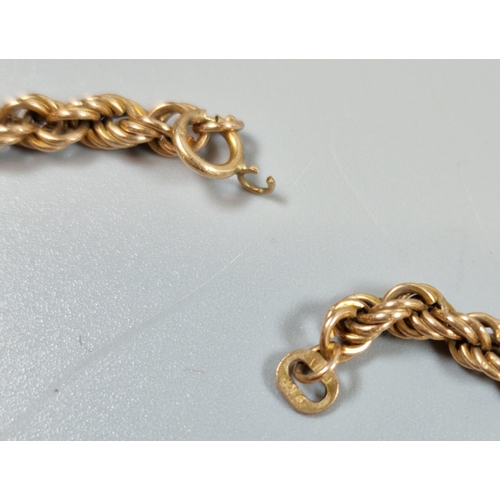 220 - 9ct gold rope twist chain. 6.5g approx. (B.P. 21% + VAT)