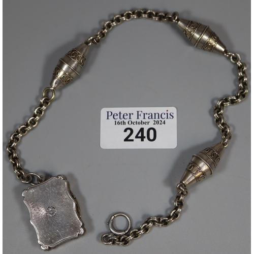 240 - Nathaniel Mills, a 19th century silver vinaigrette on chain. (B.P. 21% + VAT)