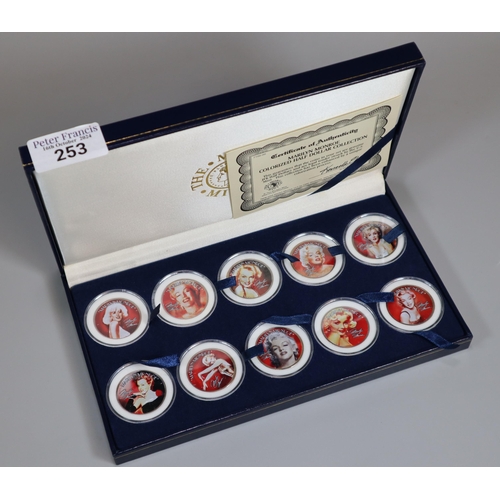 253 - The Morgan Mint, Marilyn Monroe colorized half dollar collection in original box. (B.P. 21% + VAT)