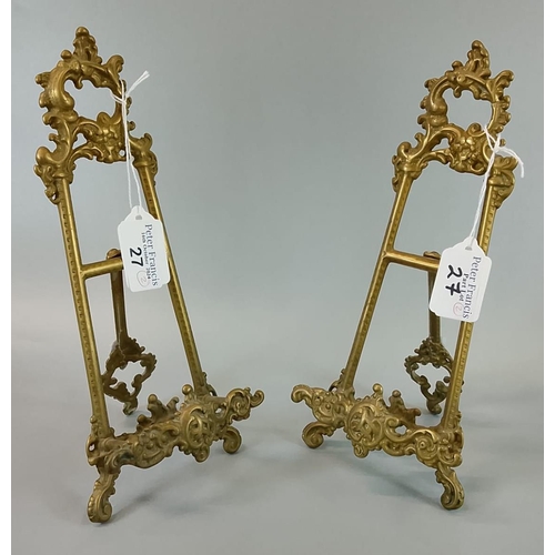 27 - Pair of brass miniature Rococo style picture easels (2). (B.P. 21% + VAT)