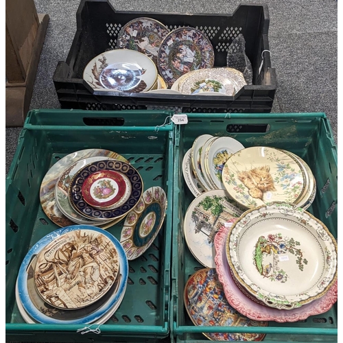 294 - Three boxes of assorted collectors and other plates: Copeland, Spode, Chelsea, Tazza, etc. (3) (B.P.... 